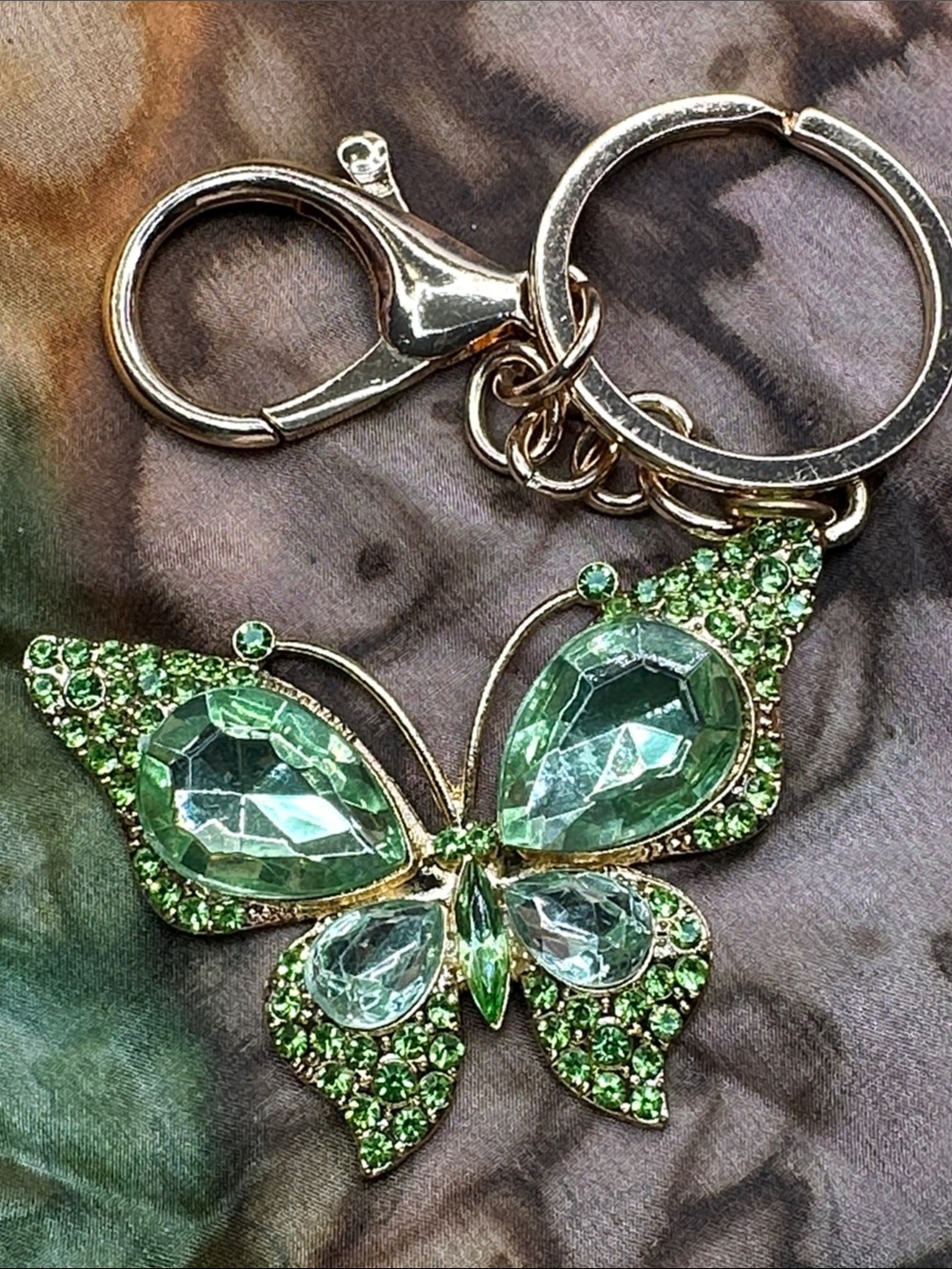 Green Crystal Butterfly Keychain Charm - Women Jewelry